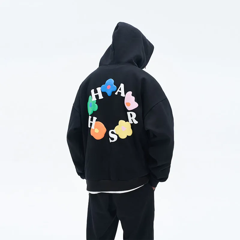 Foam Print Flowers Hoodie