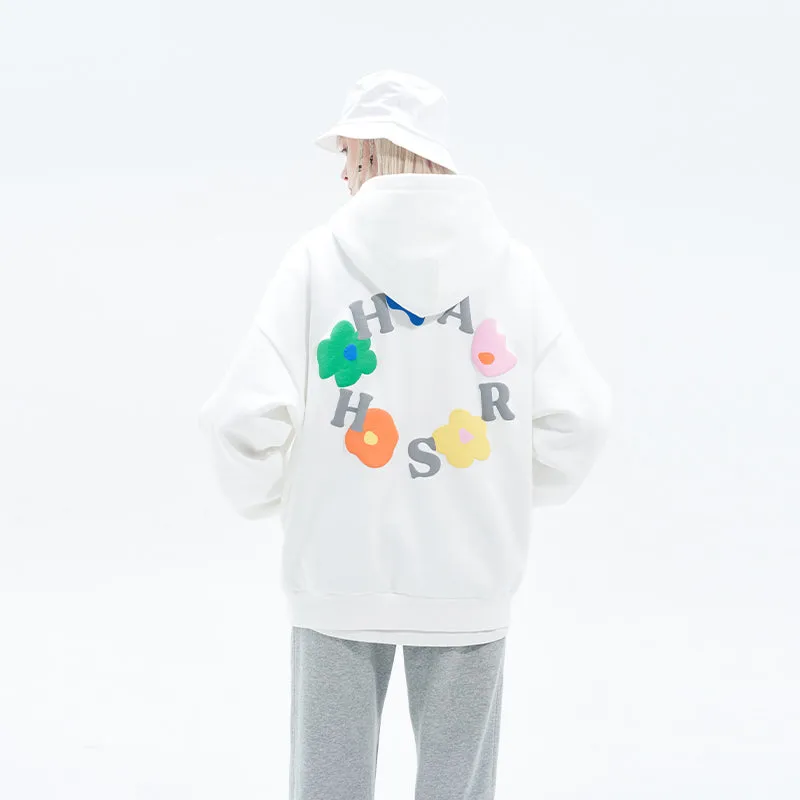 Foam Print Flowers Hoodie