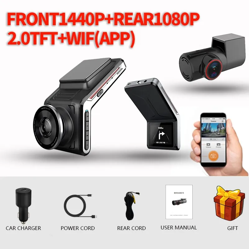 Front and rear 1080p 2 camera Lens Night Vision 24H Parking Monitor