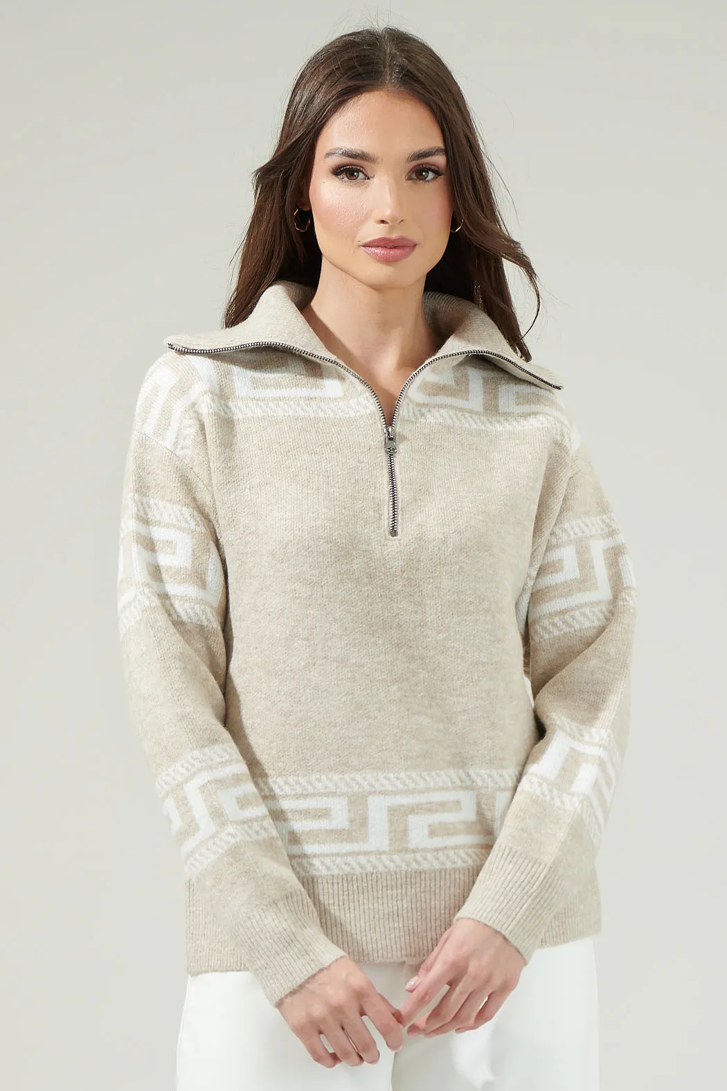 Georgina Zip-Up Mock Neck Sweater