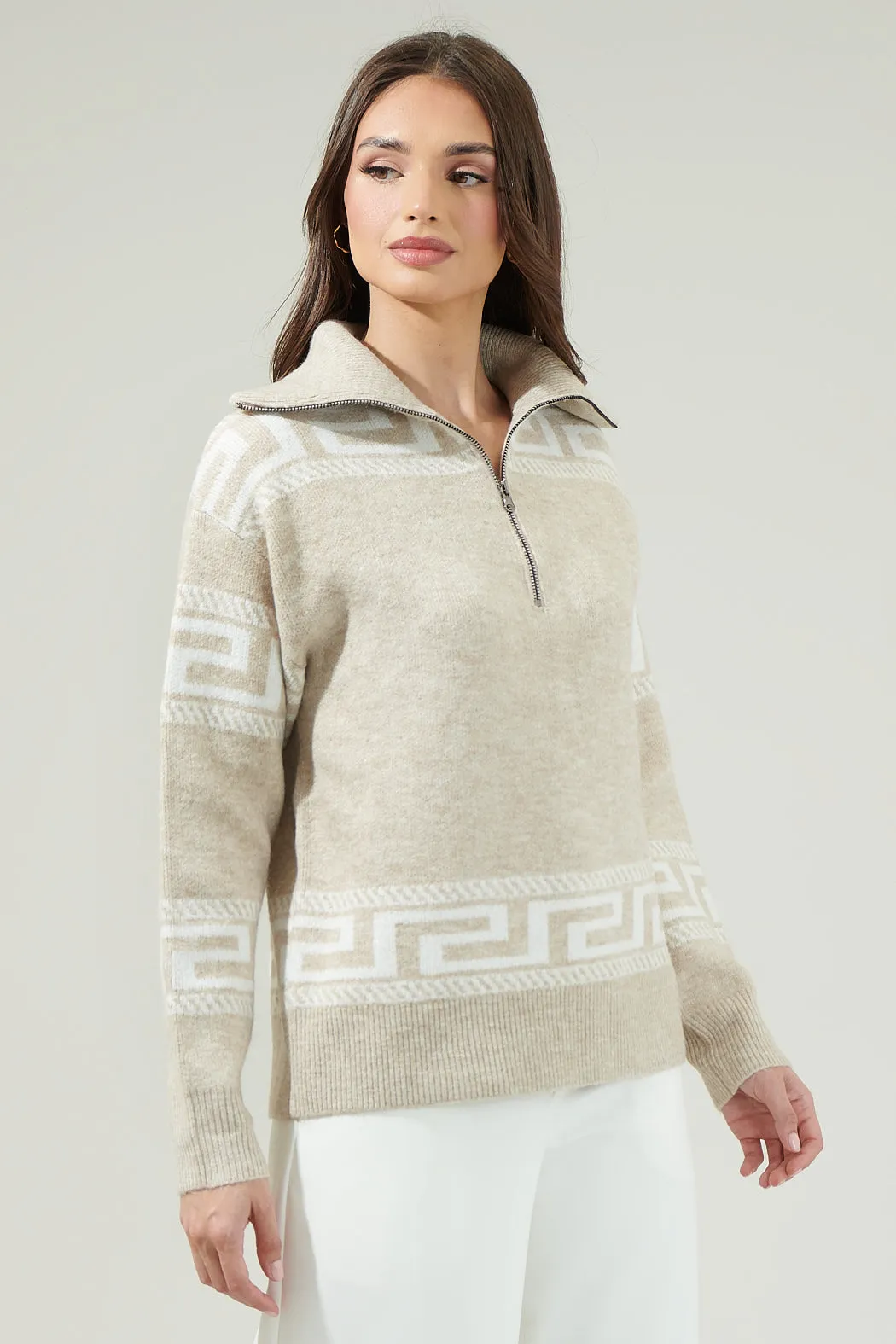 Georgina Zip-Up Mock Neck Sweater