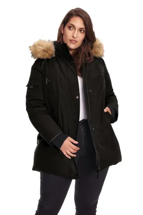 GLACIER PLUS | WOMEN'S VEGAN DOWN (RECYCLED) PARKA, BLACK (PLUS SIZE)