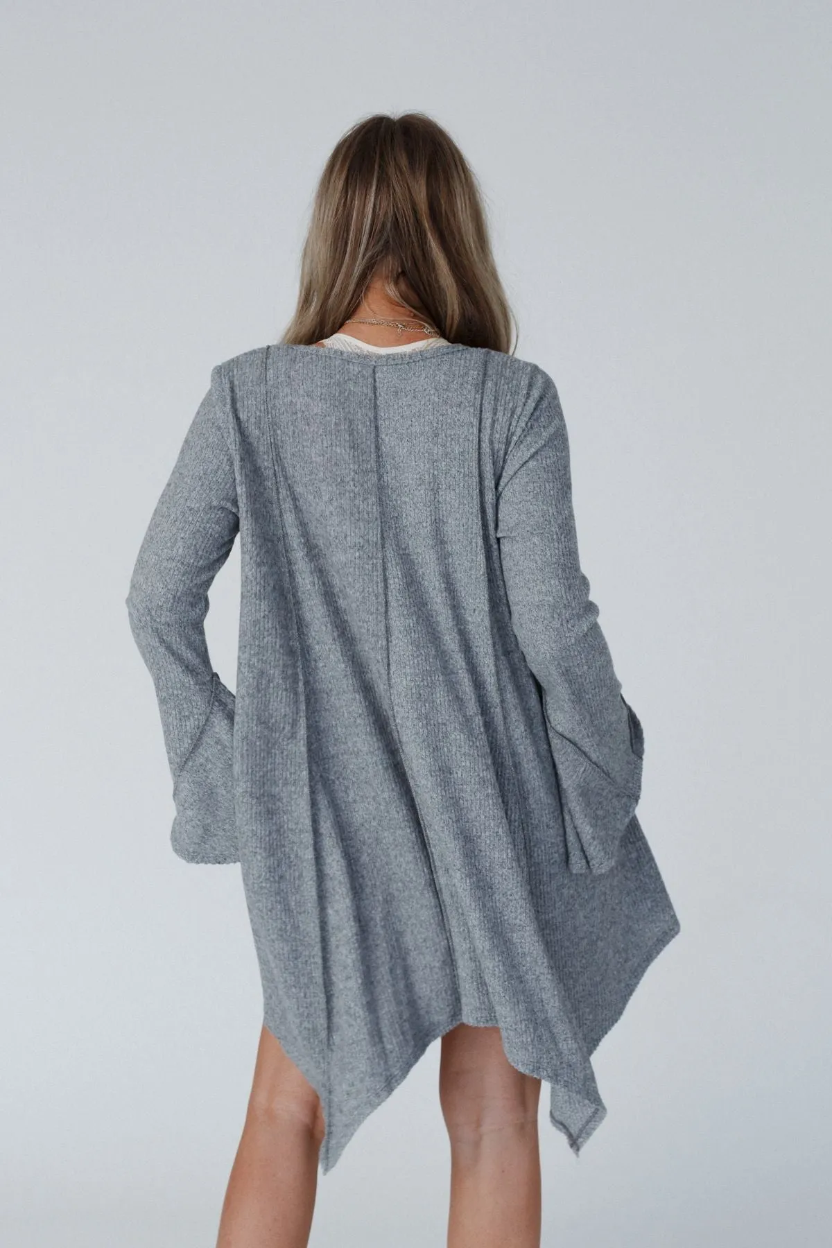 Golden Hour Long Bell Sleeve Tunic Dress - Heather Grey