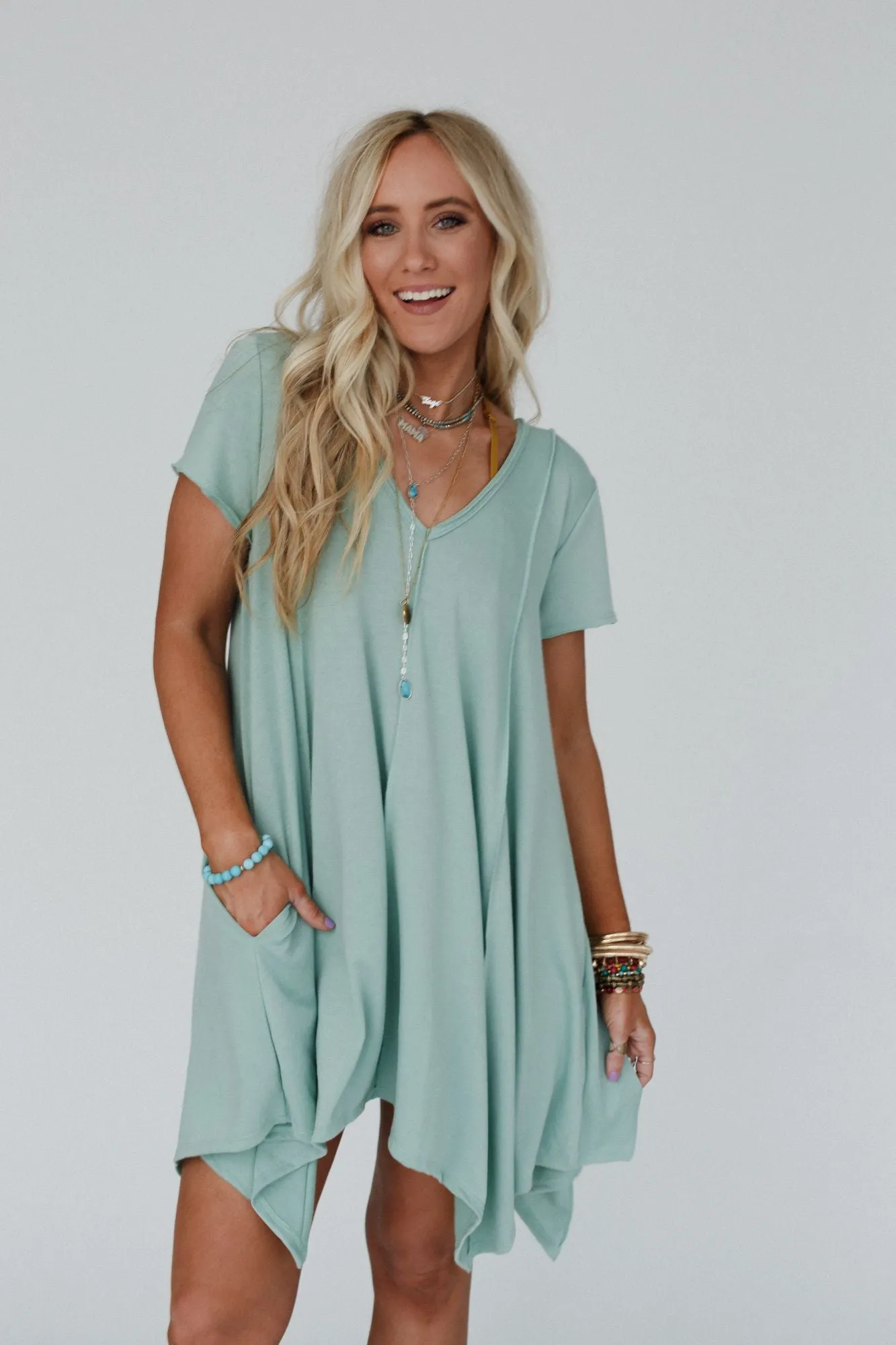 Golden Hour Short Sleeve Dress - Dusty Sage