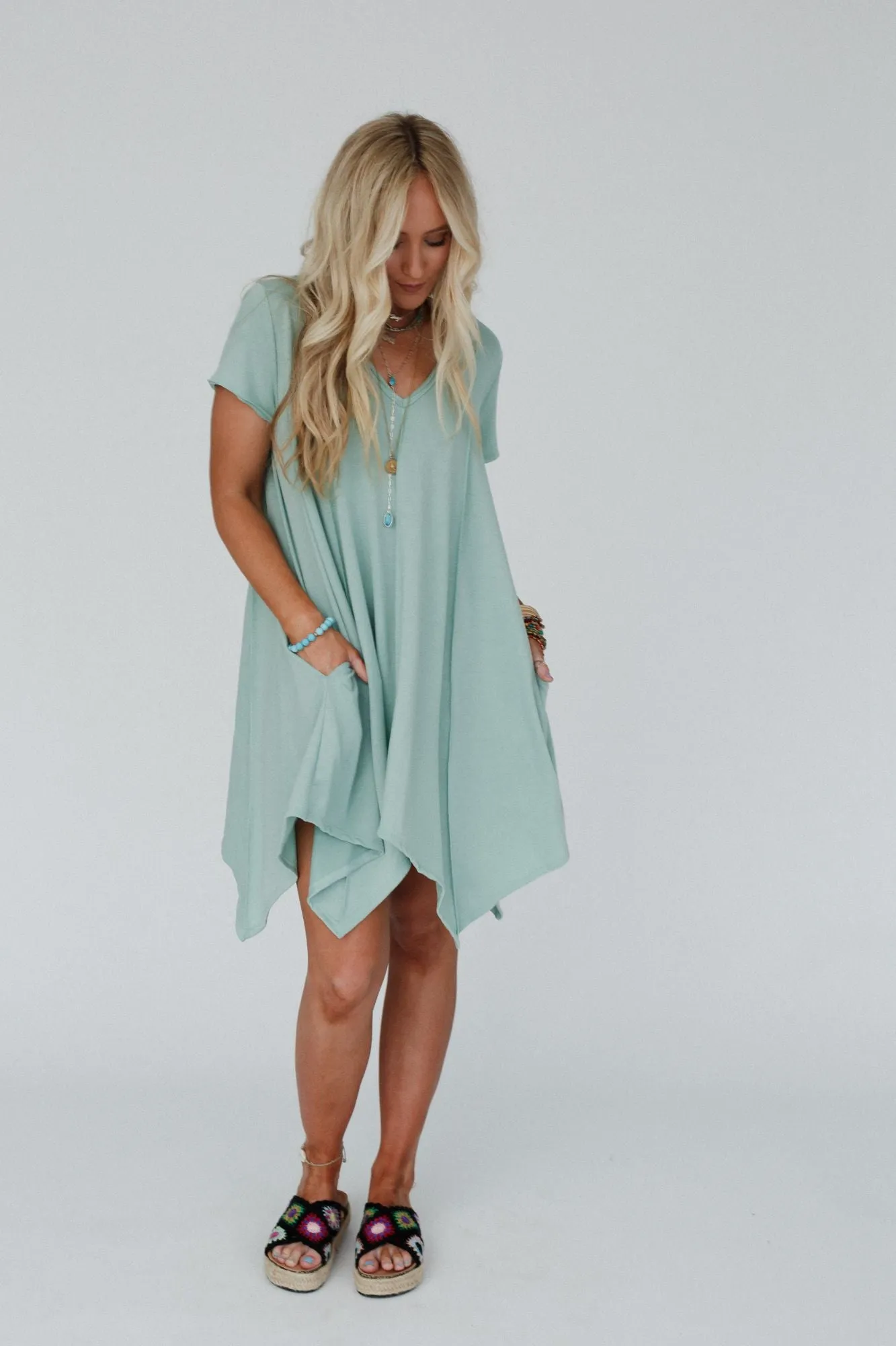 Golden Hour Short Sleeve Dress - Dusty Sage