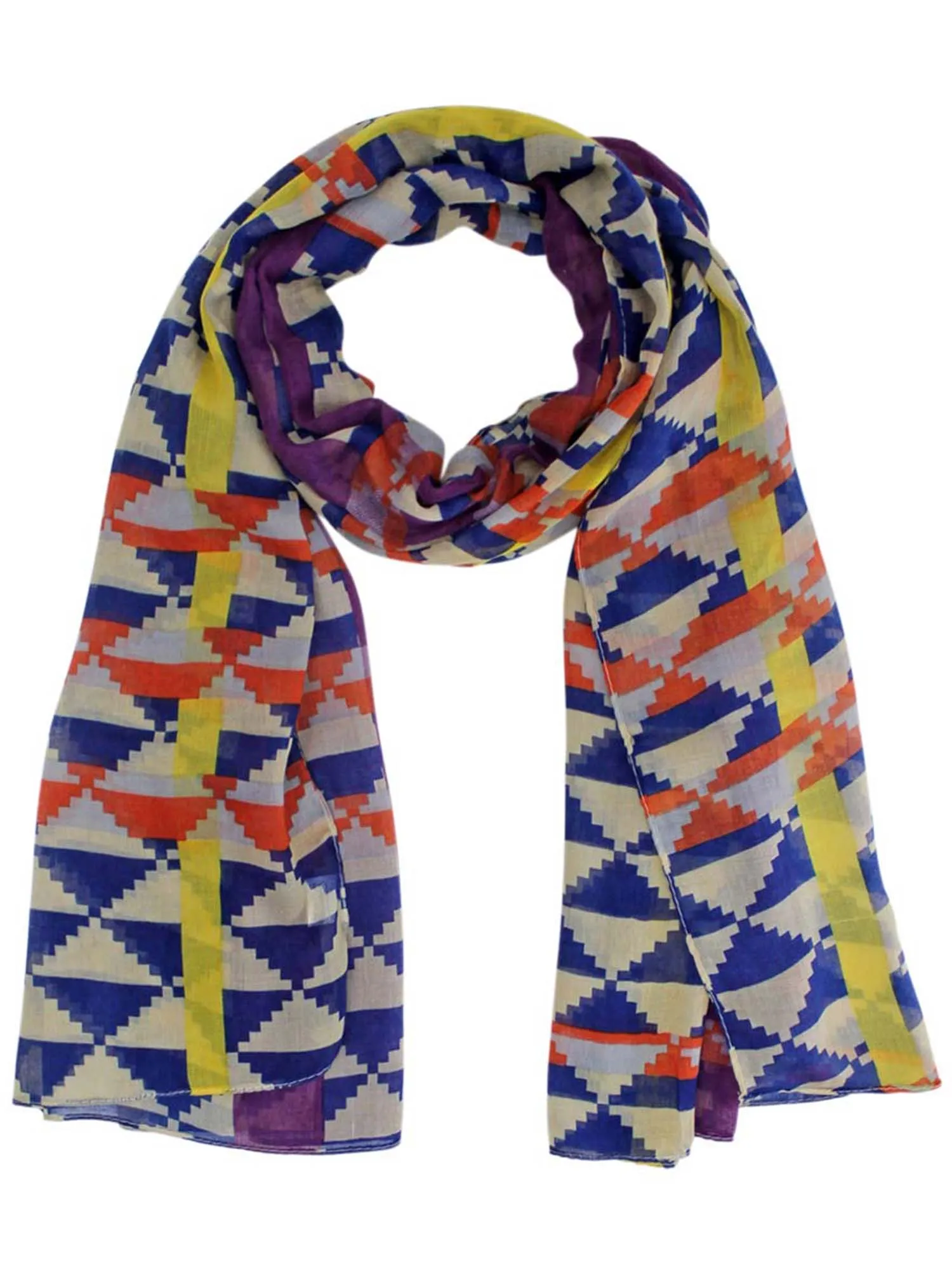 Gradient Geometric Checkered Scarf Shawl