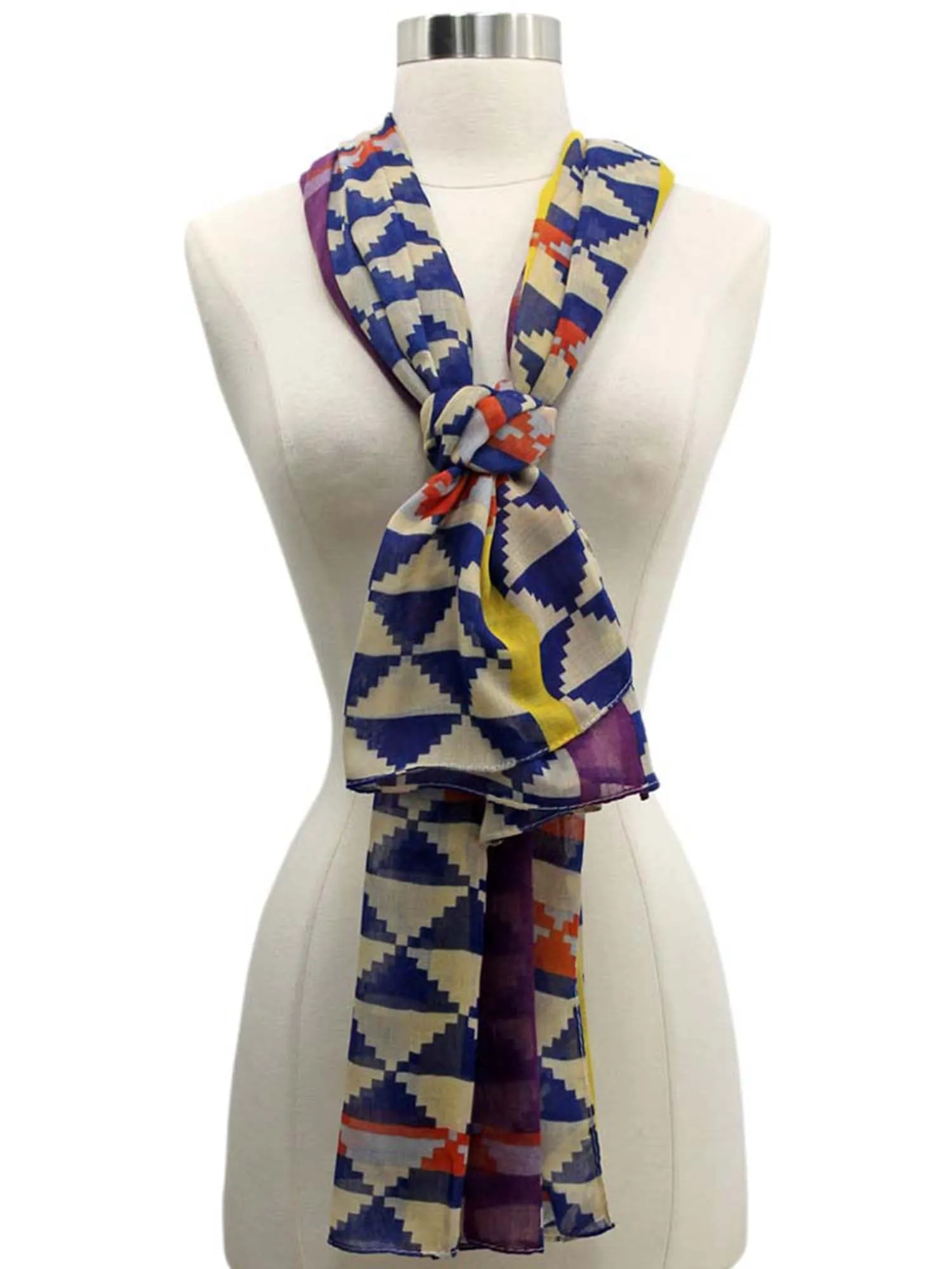 Gradient Geometric Checkered Scarf Shawl