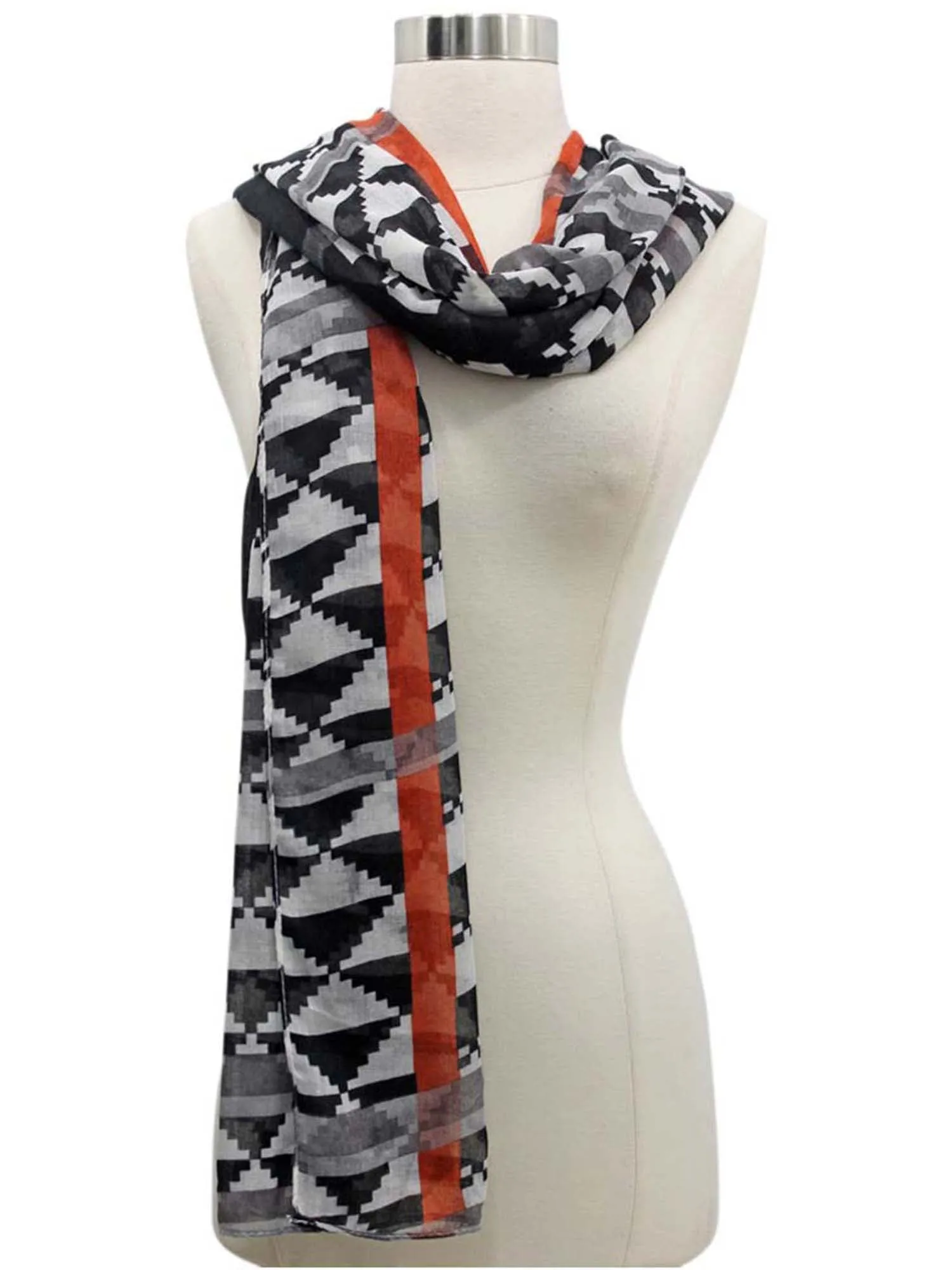 Gradient Geometric Checkered Scarf Shawl