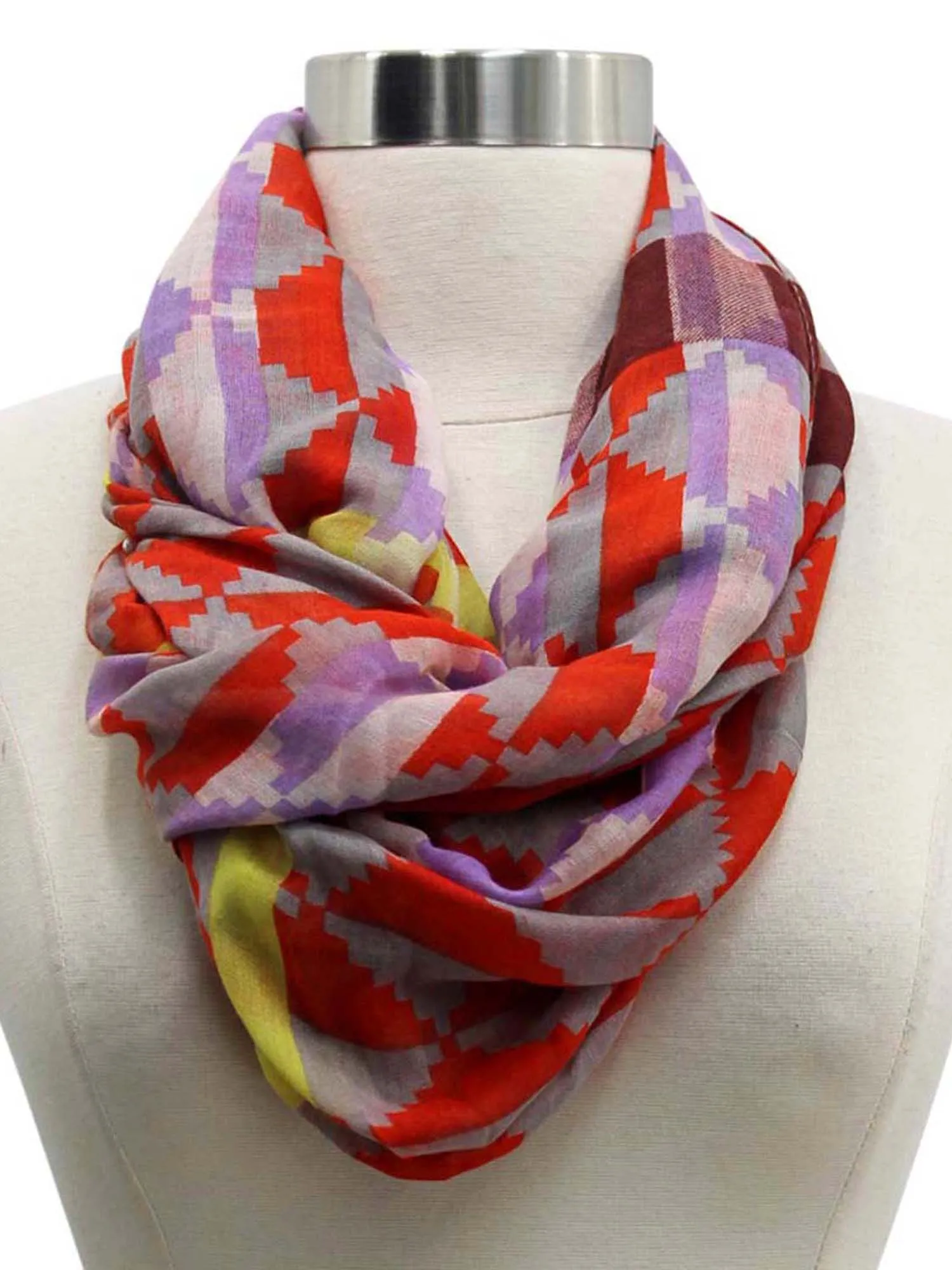 Gradient Geometric Checkered Scarf Shawl