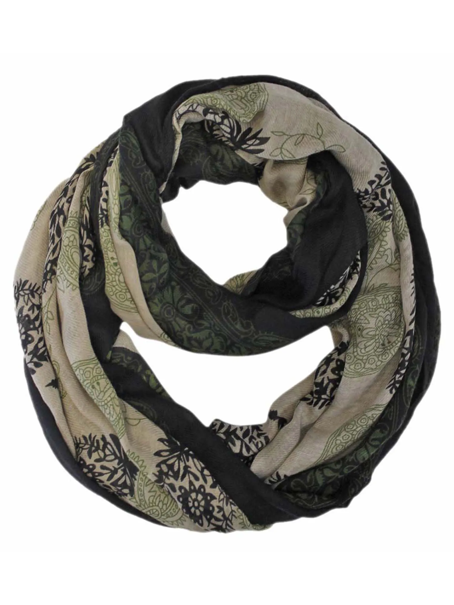 Green Two-Tone Twill Paisley Print Infinity Scarf