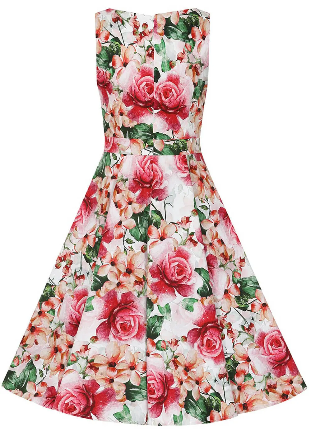 Hearts & Roses Gracie Floral 50's Swing Dress Off White