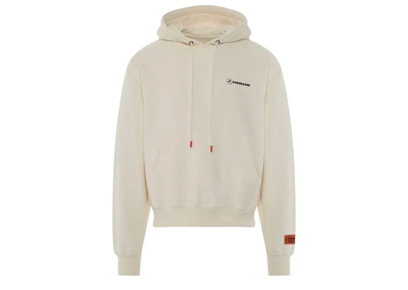 Heron Preston logo Tape Off Print Hoodie Cream