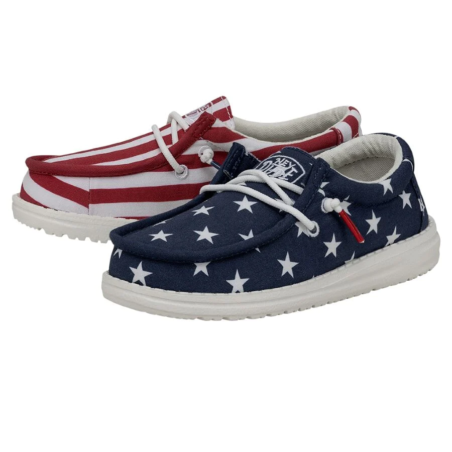 Hey Dude Boys Wally Youth Patriotic Slip On Shoes-American Flag