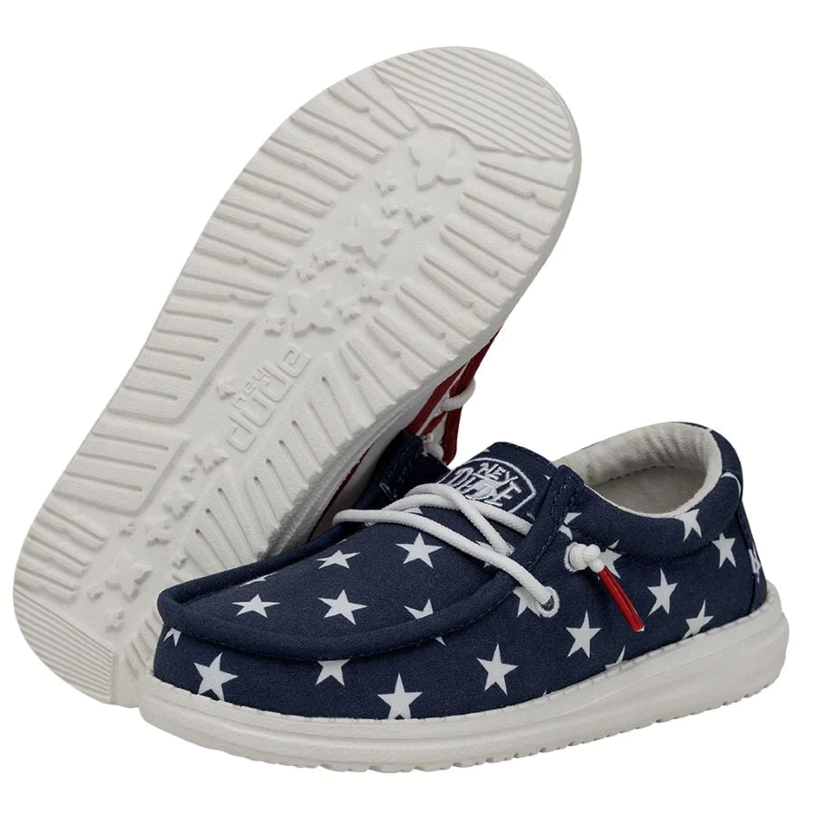 Hey Dude Boys Wally Youth Patriotic Slip On Shoes-American Flag