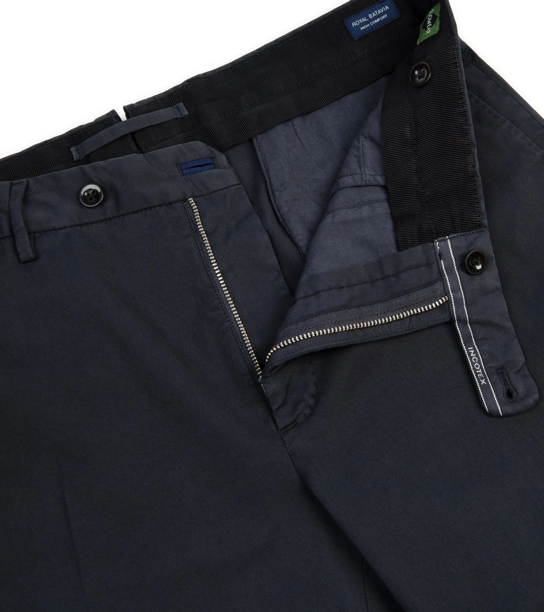 Incotex Royal Batavia Regular Cotton Trousers: Navy