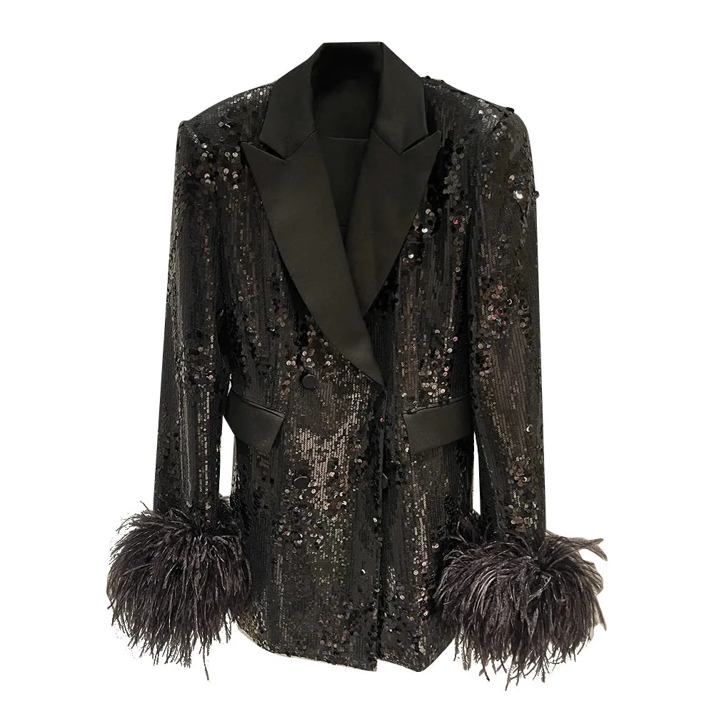 ISADORIA SEQUIN FEATHER BLAZER