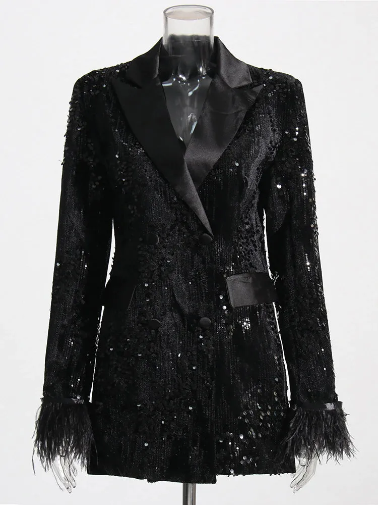 ISADORIA SEQUIN FEATHER BLAZER