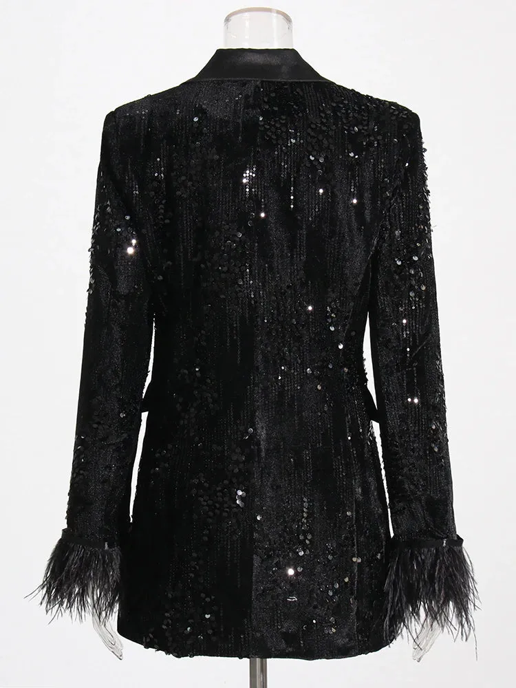 ISADORIA SEQUIN FEATHER BLAZER