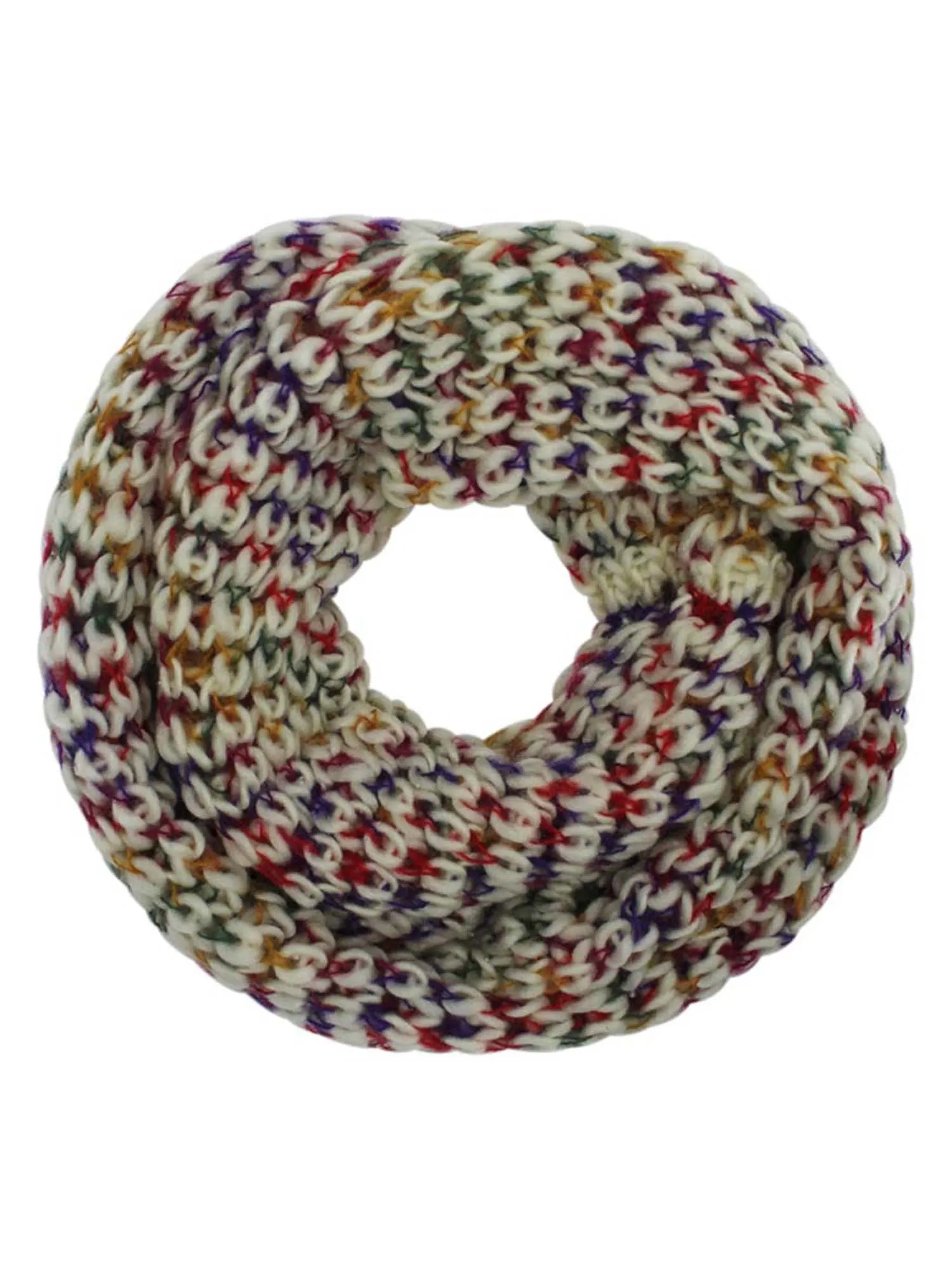 Ivory Multicolor Soft Winter Knit Infinity Scarf