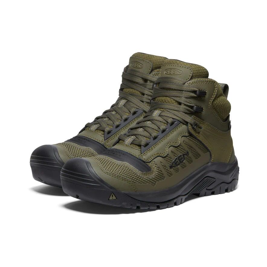 Keen Men's Reno Waterproof Mid Soft Toe Boot in Dark Olive