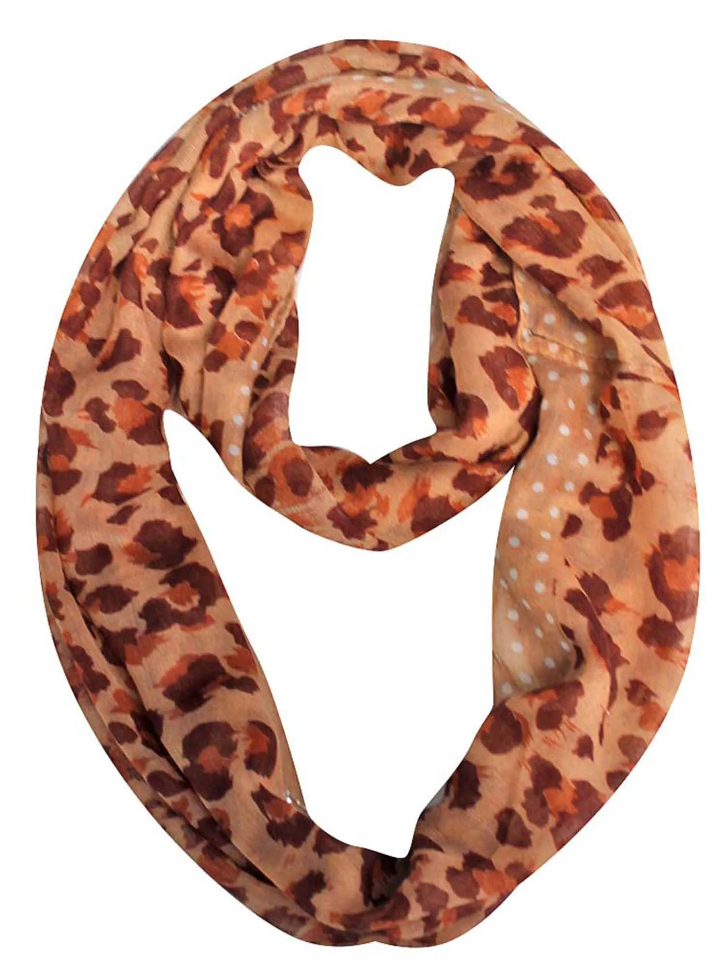 Leopard Print Infinity Scarf With Rhinestone Design