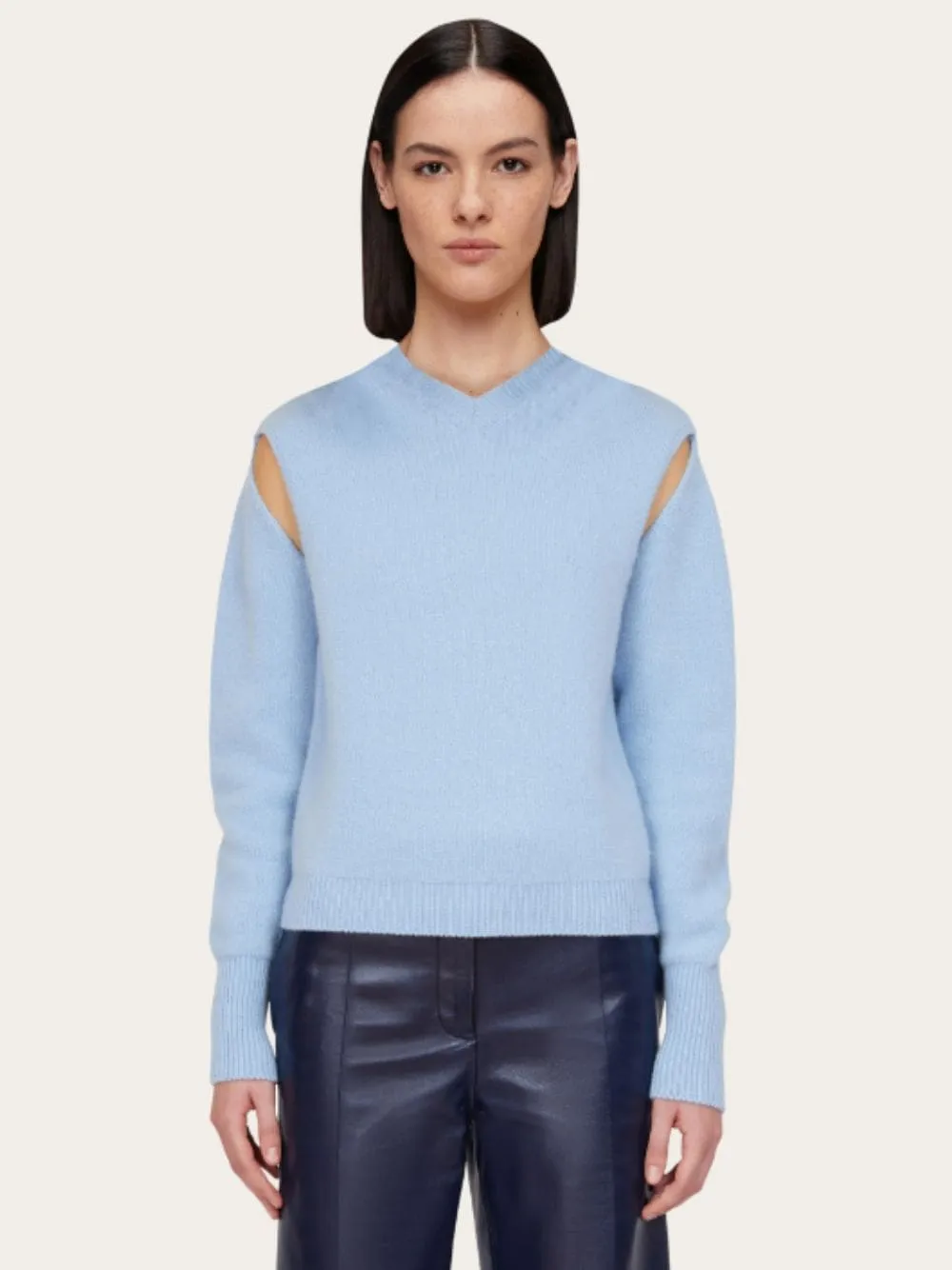 Light Blue Layered Cashmere Sweater