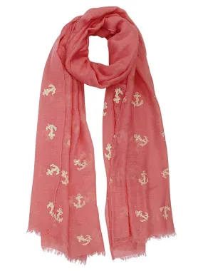 Lightweight Anchor Embroidered Shawl Wrap