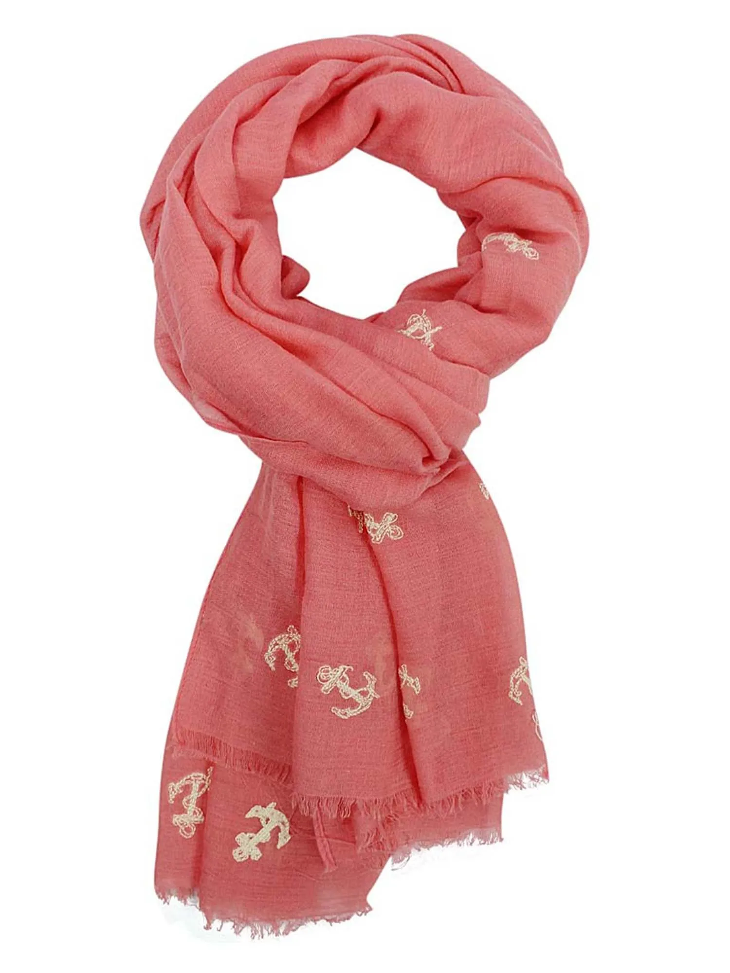 Lightweight Anchor Embroidered Shawl Wrap