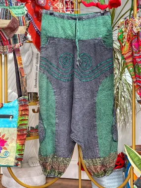 LOW CROTCH GREEN HAREM PANTS UK 14 / 16 / 18 (OF11)