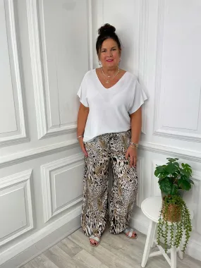 Malissa J Animal Print Palazzo Trousers - Natural