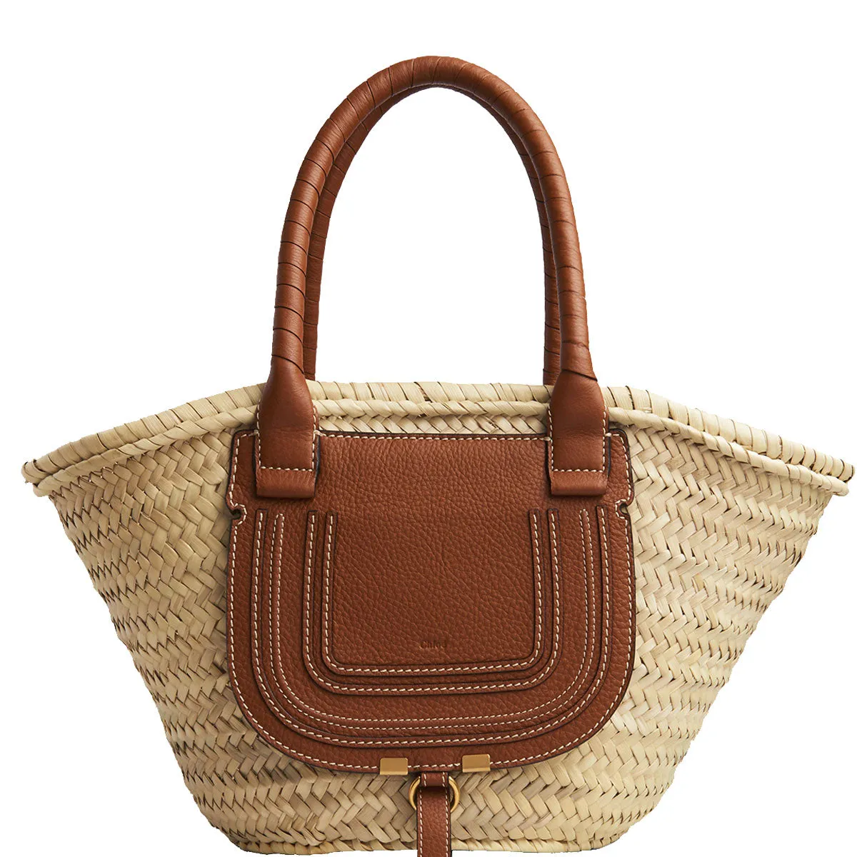 Marcie Raffia Basket Tote, Tan