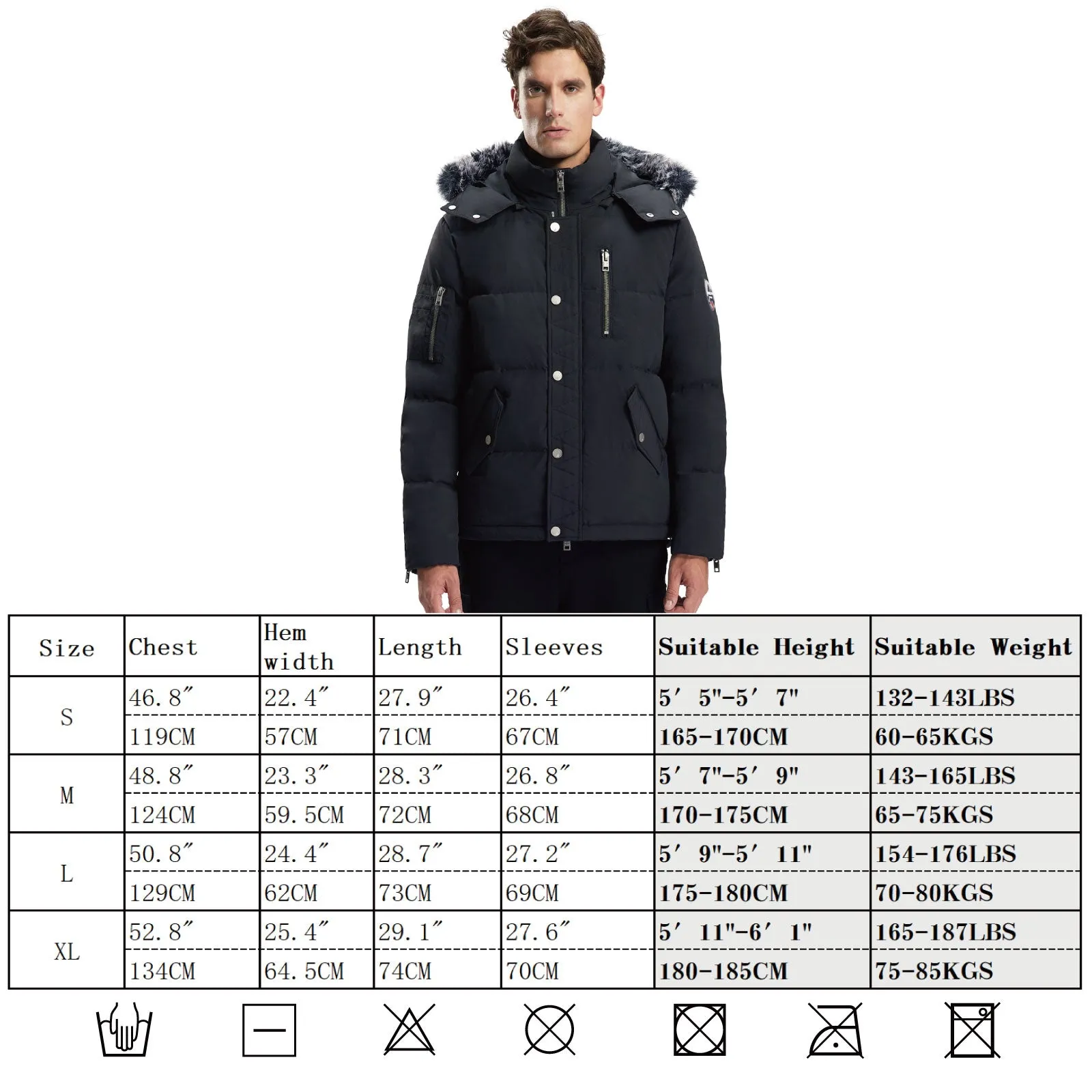 Mens Down parka Winter Hooded Coat