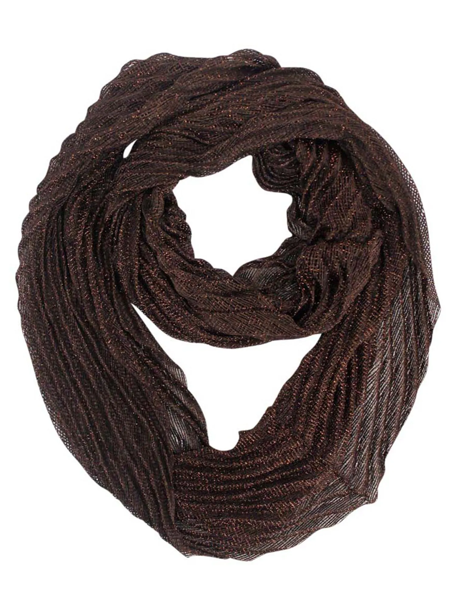 Metallic Pleated Circular Infinity Scarf