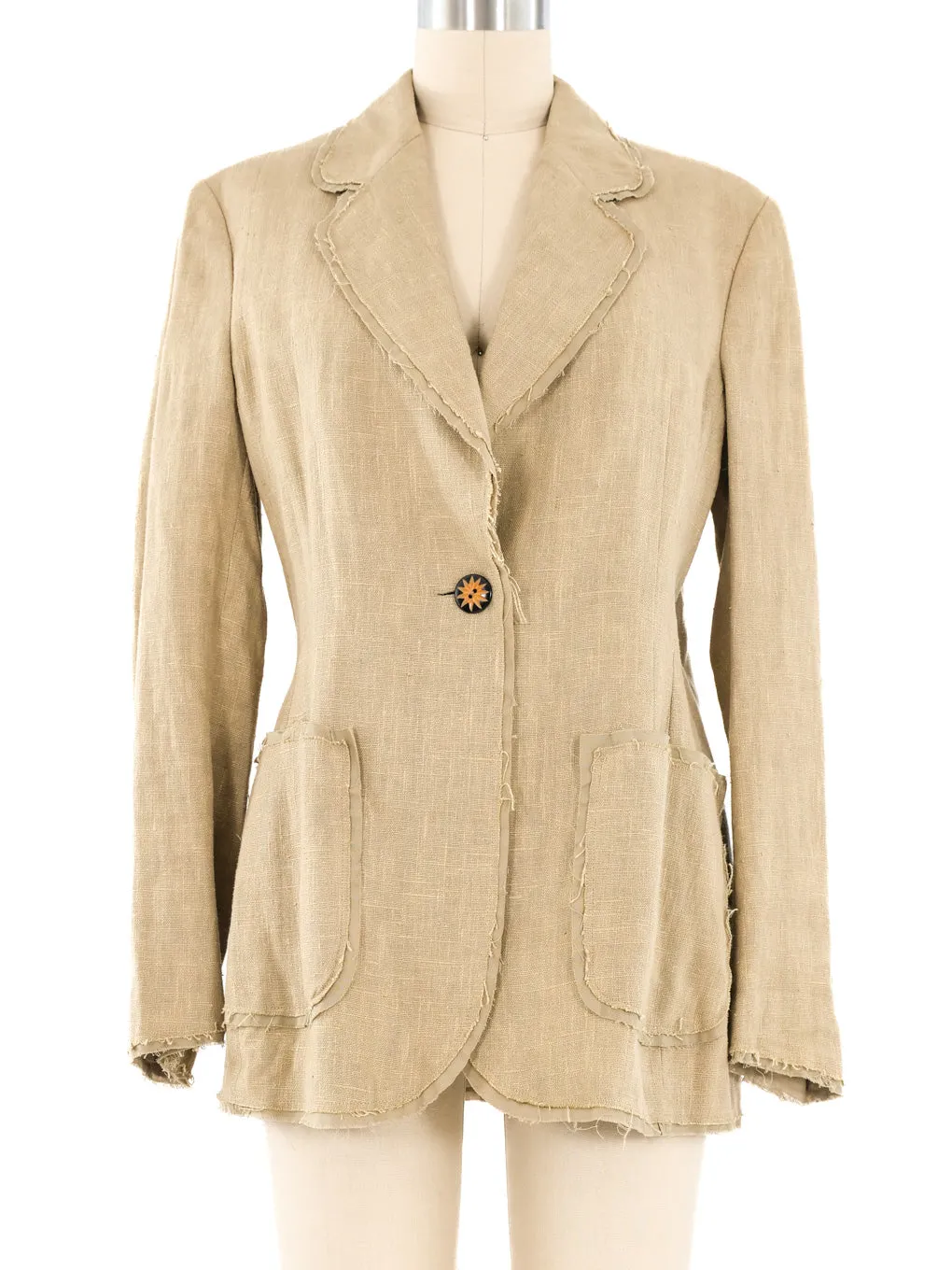 Moschino Cheap and Chic Raw Edge Linen Blazer