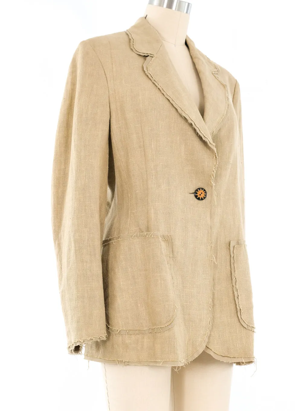 Moschino Cheap and Chic Raw Edge Linen Blazer