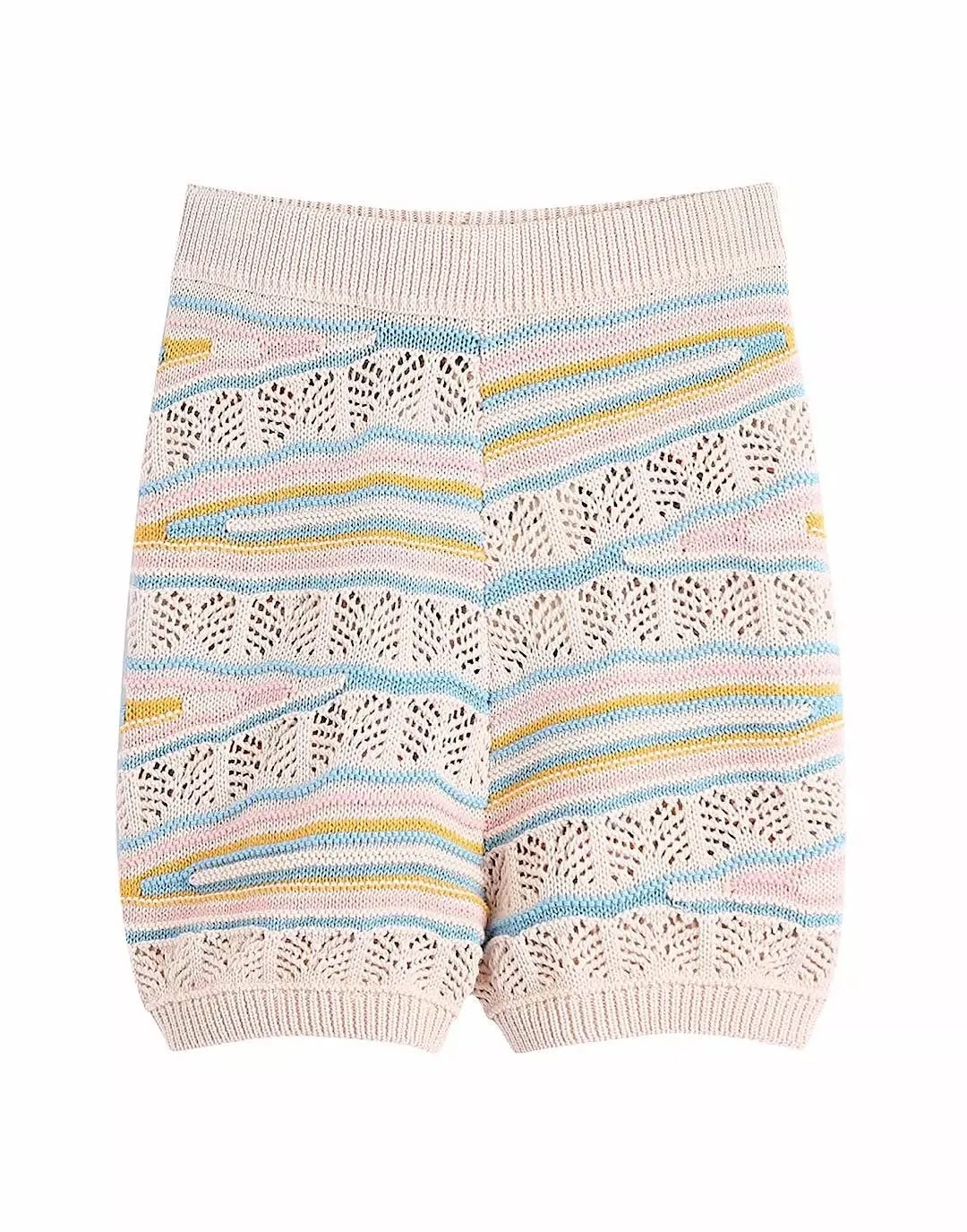 Multi Color Knitted Pattern Shorts Set