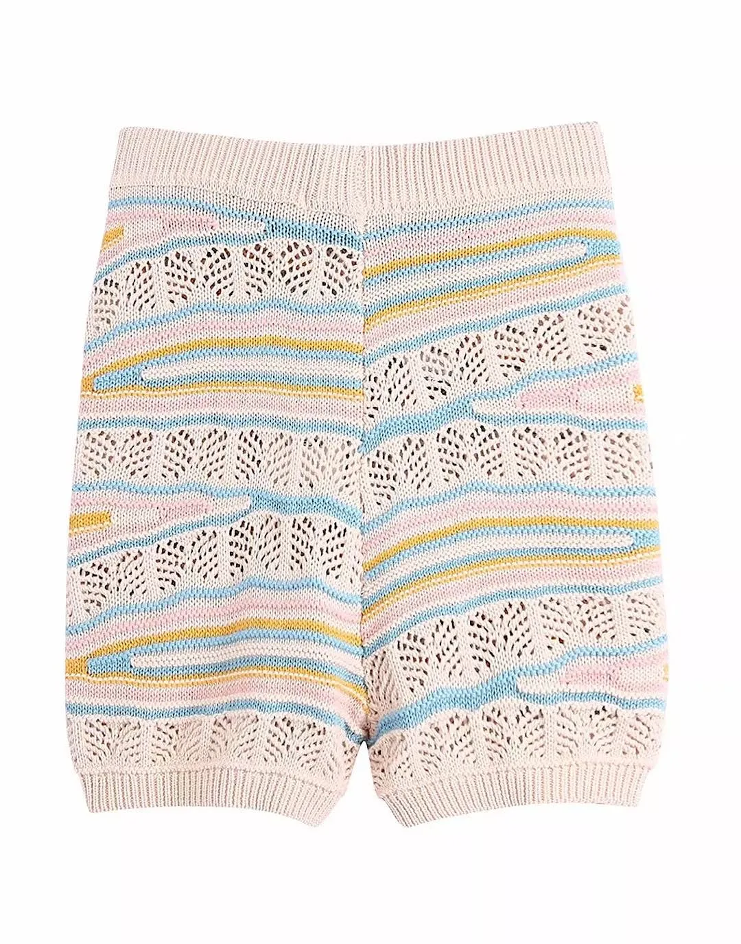 Multi Color Knitted Pattern Shorts Set