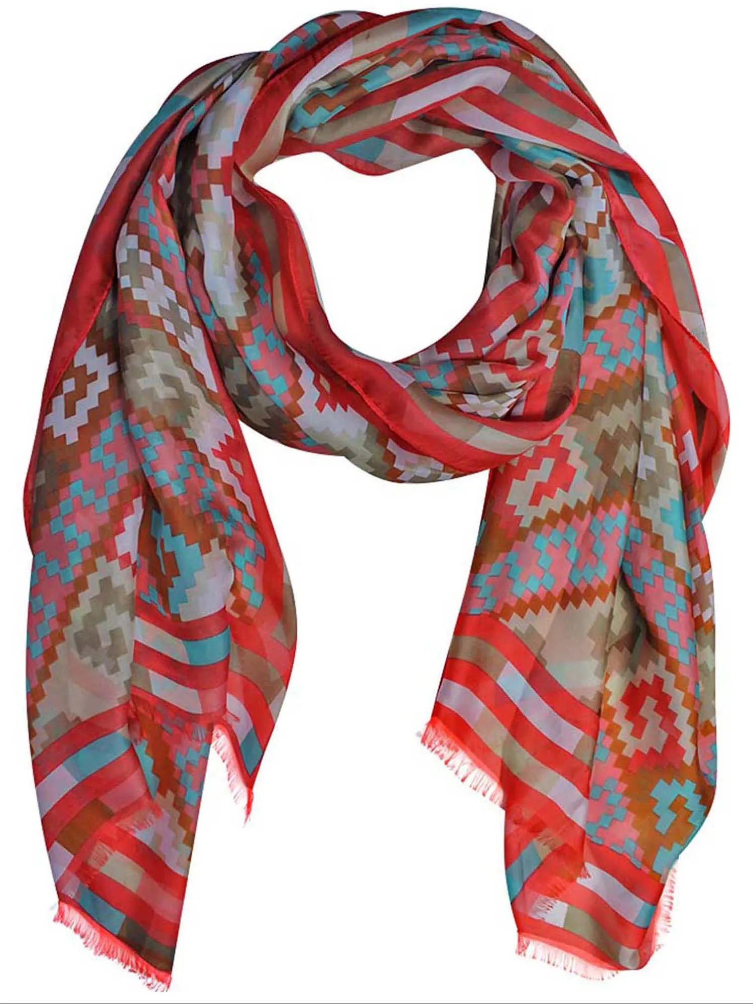 Multicolor Art Deco Print Silky Scarf