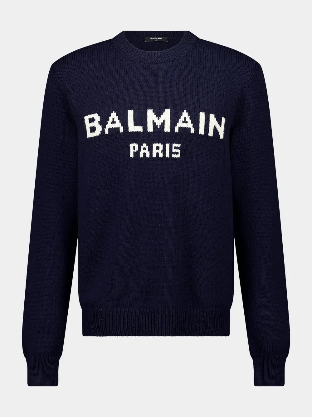 Navy Blue Intarsia Logo Sweater