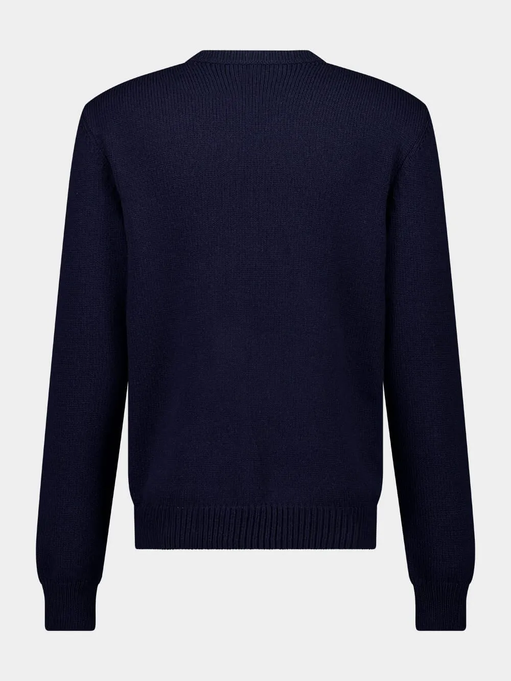 Navy Blue Intarsia Logo Sweater