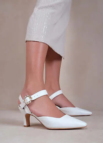 New Form White Diamante Buckle Detail Court Shoes by Where’s That From | Look Again