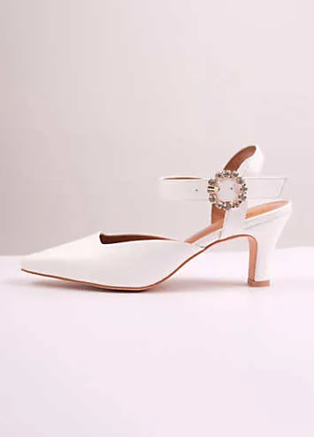 New Form White Diamante Buckle Detail Court Shoes by Where’s That From | Look Again