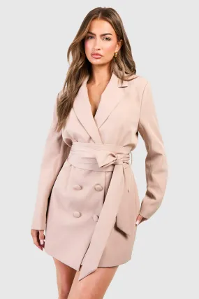 Obi Tie Waist Tailored Blazer Dress