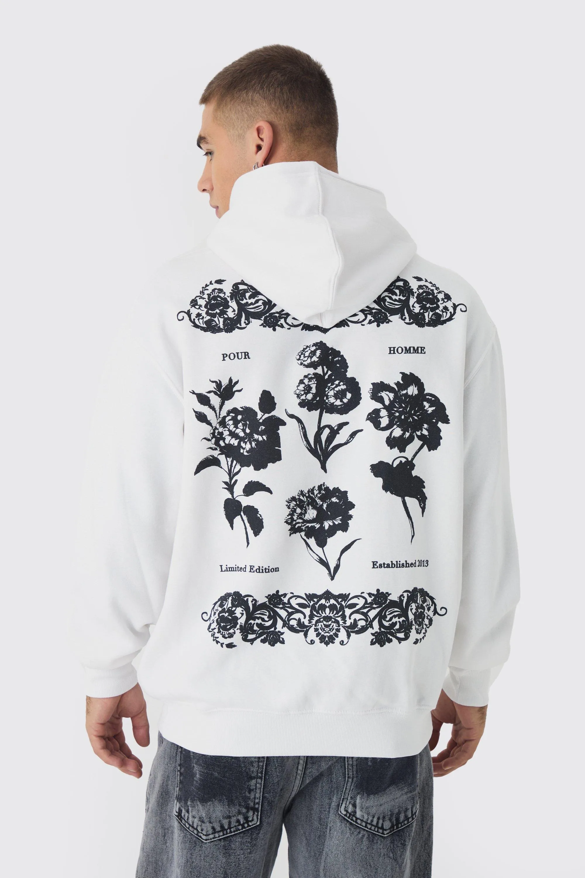 Oversized Botanical Graphic Hoodie