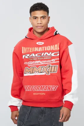 Oversized Boxy Moto Graphic Hoodie