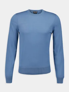 Pale Blue Fine Gauge Merino Sweater