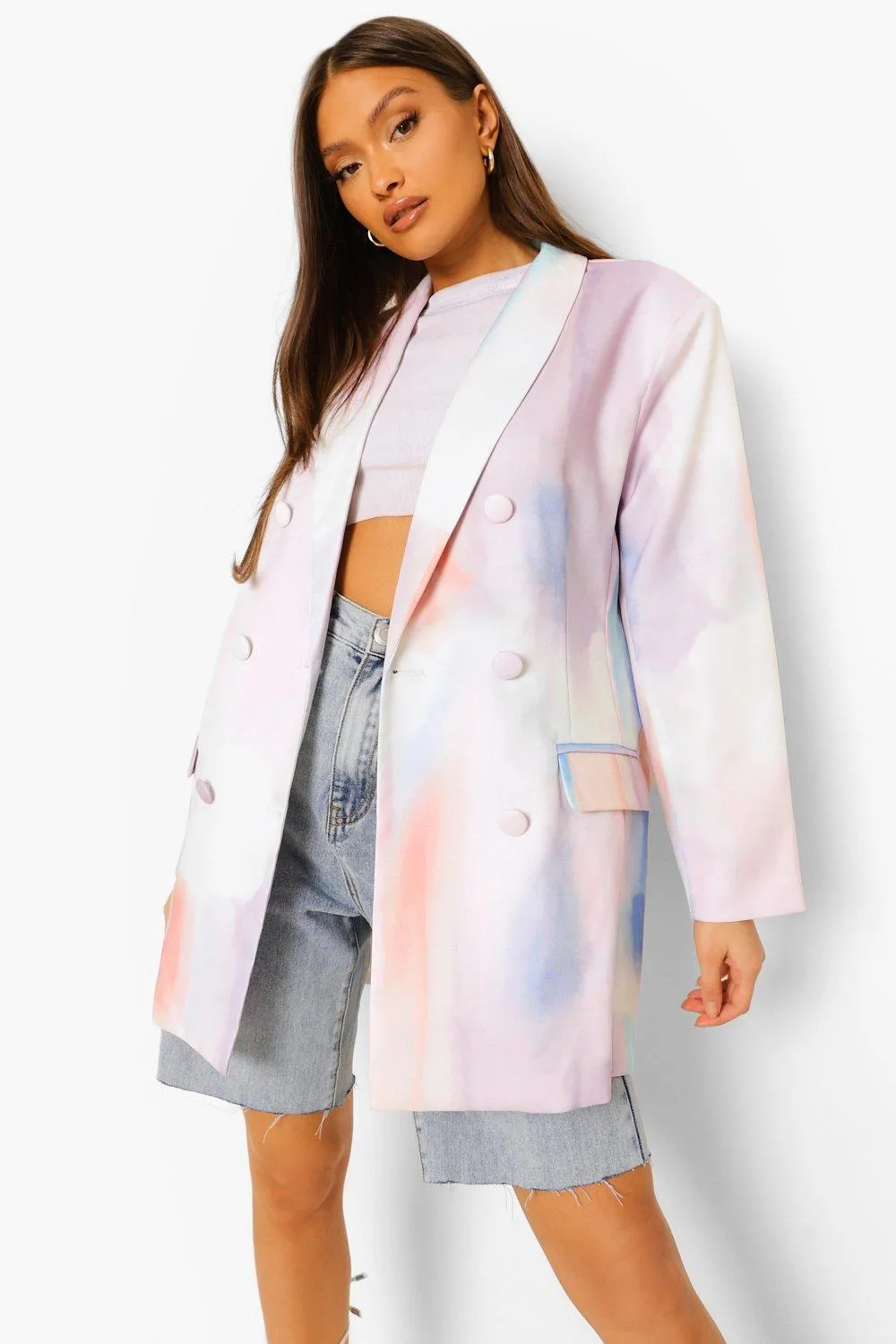 Pastel Tie Dye Oversized Blazer