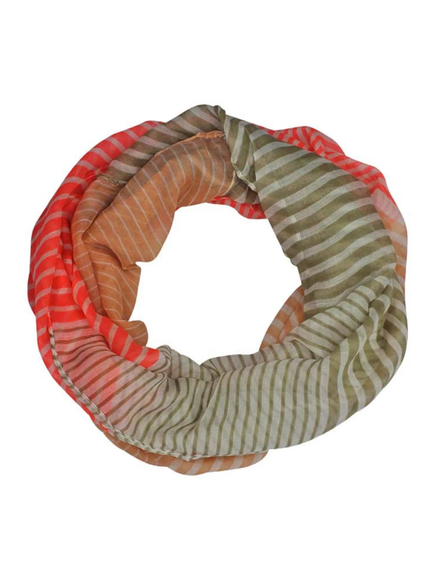 Peach Tan & Pink Thin Stripe Lightweight Infinity Scarf