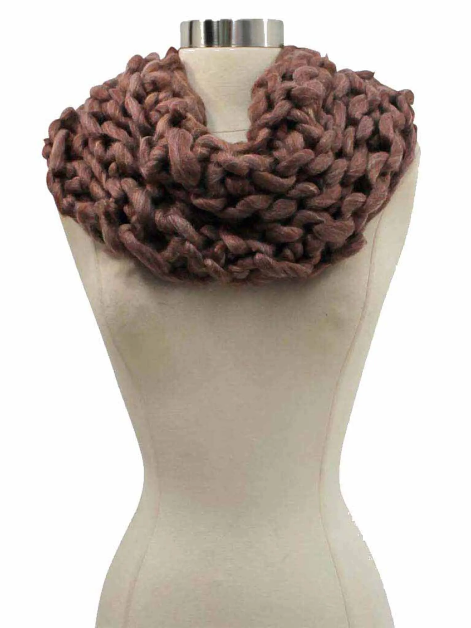 Pink Rope Yarn Chunky Knit Winter Infinity Scarf