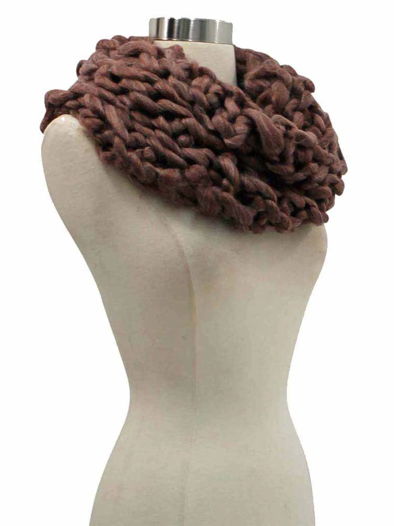 Pink Rope Yarn Chunky Knit Winter Infinity Scarf